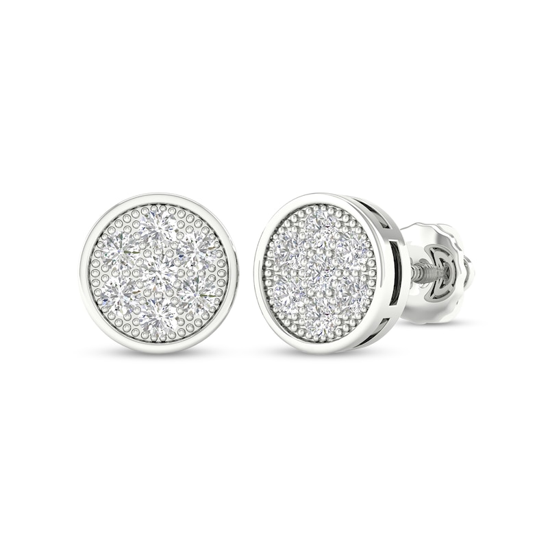 Main Image 2 of Sterling Silver 1/2 CT. T.W. Lab-Grown Diamond Round Framed Studs