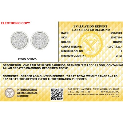 Sterling Silver 1/2 CT. T.W. Lab-Grown Multi-Diamond Round Studs