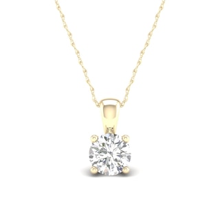 10K Solid Gold 1/3 CT. T.W. Lab-Grown Diamond Solitaire Pendant - 16" + 2"