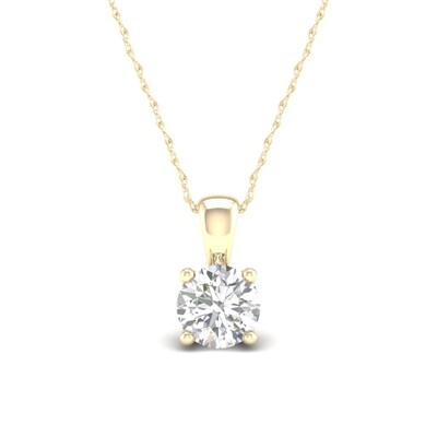 10K Solid Gold 1/3 CT. T.W. Lab-Grown Diamond Solitaire Pendant - 16" + 2"