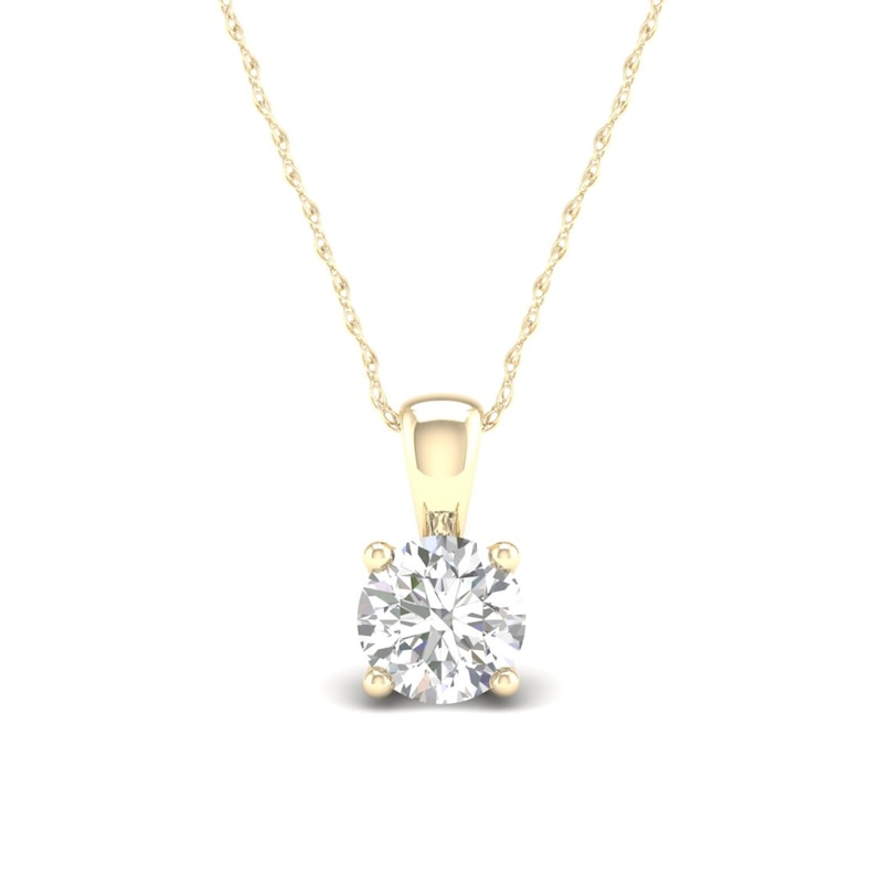 10K Solid Gold 1/3 CT. T.W. Lab-Grown Diamond Solitaire Pendant - 16" + 2"