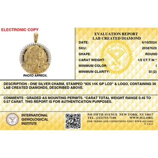 14K Gold Plated 1/2 CT. T.W. Lab-Grown Diamond St. Jude Medallion Necklace Charm