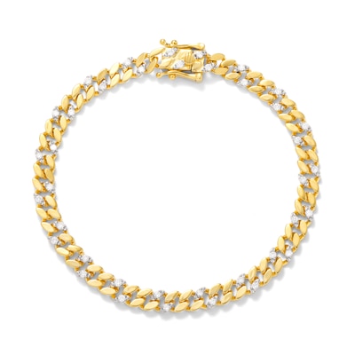 14K Gold Plated 1 CT. TW. Lab-Grown Diamond Curb Link Chain Bracelet - 8.5"