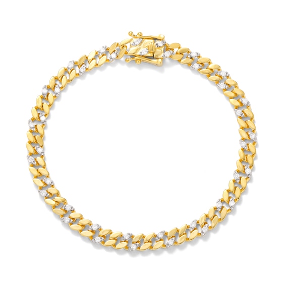 14K Gold Plated 1 CT. TW. Lab-Grown Diamond Curb Link Chain Bracelet - 8.5"