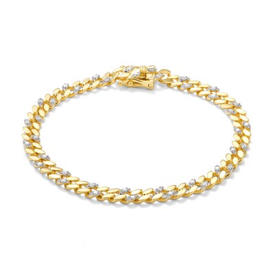 14K Gold Plated 1 CT. TW. Lab-Grown Diamond Curb Link Chain Bracelet - 8.5"