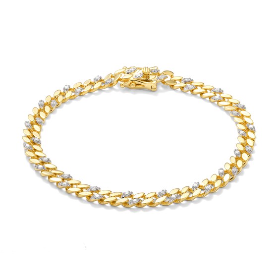 14K Gold Plated 1 CT. TW. Lab-Grown Diamond Curb Link Chain Bracelet - 8.5"