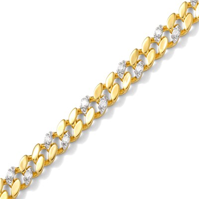 14K Gold Plated 1 CT. TW. Lab-Grown Diamond Curb Link Chain Bracelet - 8.5"