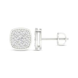 ​​​​​​​Sterling Silver 1/2 CT. T.W. Lab-Grown Multi-Diamond Cushion Studs