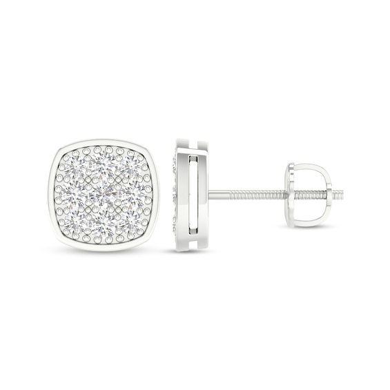 ​​​​​​​Sterling Silver 1/2 CT. T.W. Lab-Grown Multi-Diamond Cushion Studs