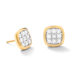 14K Gold Plated 5/8 CT. TW. Lab-Grown Diamond Square 9 Stone Studs