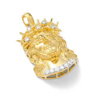 14K Gold Plated 1/2 CT. T.W. Lab-Grown Diamond Jesus Head Necklace Charm