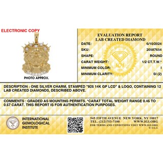 14K Gold Plated 1/2 CT. T.W. Lab-Grown Diamond Jesus Head Necklace Charm