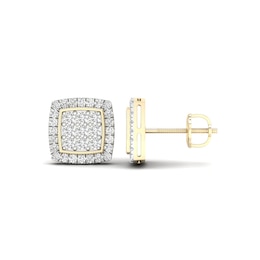 14K Gold Plated 3/4 CT. T. Lab-Grown Diamond Square Halo Studs