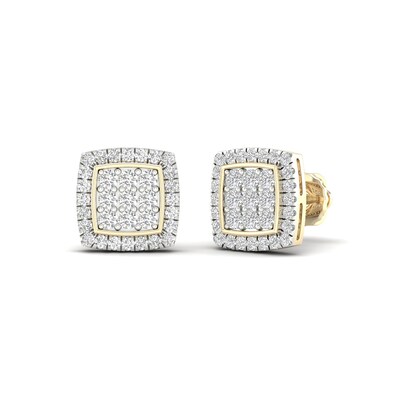 14K Gold Plated 3/4 CT. T. Lab-Grown Multi-Diamond Halo Cushion Studs