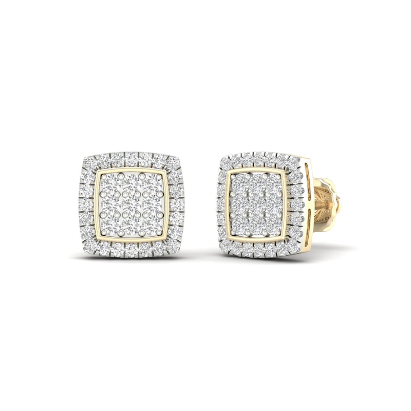 Main Image 2 of 14K Gold Plated 3/4 CT. T. Lab-Grown Diamond Square Halo Studs