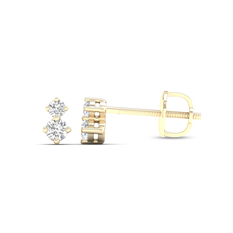 14K Gold Plated 1/6 CT. T.W. Lab-Grown Diamond Two Stone Studs