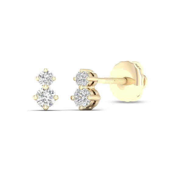 14K Gold Plated 1/6 CT. T.W. Lab-Grown Diamond Two Stone Studs