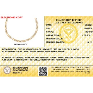 14K Gold Plated 1 CT. TW. Lab-Grown Diamond Curb Link Chain - 20"