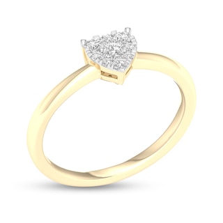 14K Gold Plated 1/ CT. T.W. Lab-Grown Diamond Cluster Heart Ring