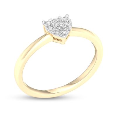 14K Gold Plated 1/ CT. T.W. Lab-Grown Diamond Cluster Heart Ring