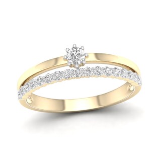 14K Gold Plated 1/3 CT. T.W. Lab-Grown Diamond Double Band Ring