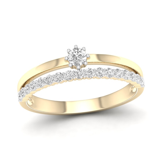14K Gold Plated 1/3 CT. T.W. Lab-Grown Diamond Double Band Ring