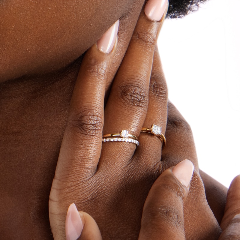 Main Image 4 of 14K Gold Plated 1/3 CT. T.W. Lab-Grown Diamond Double Band Ring