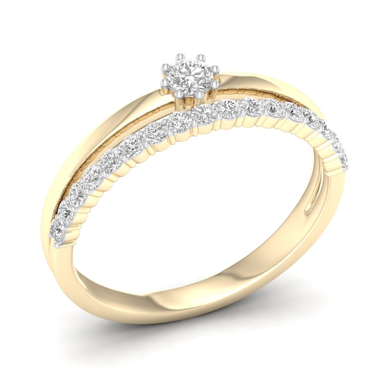 Main Image 5 of 14K Gold Plated 1/3 CT. T.W. Lab-Grown Diamond Double Band Ring