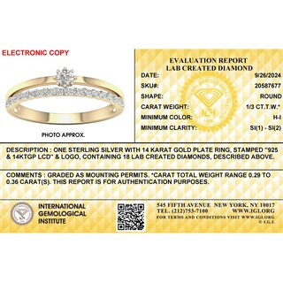 14K Gold Plated 1/3 CT. T.W. Lab-Grown Diamond Double Band Ring