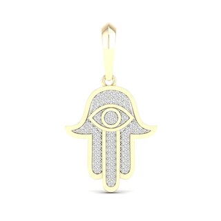 14K Gold Plated 1/3 CT. T.W. Lab-Grown Diamond Hamsa Necklace Charm