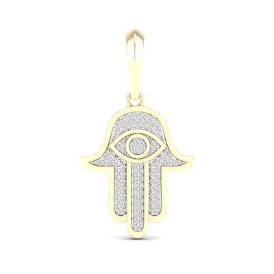 14K Gold Plated 1/3 CT. T.W. Lab-Grown Diamond Hamsa Necklace Charm