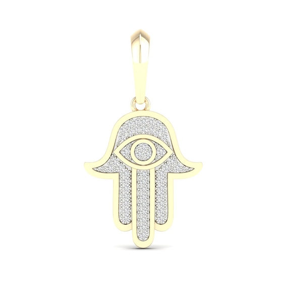 14K Gold Plated 1/3 CT. T.W. Lab-Grown Diamond Hamsa Necklace Charm