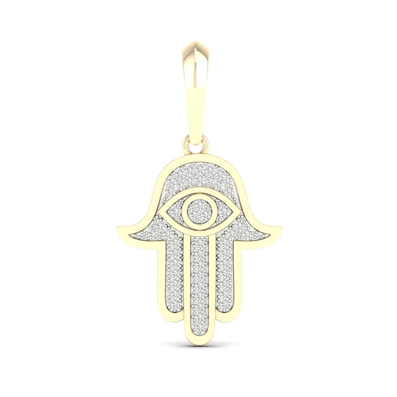 14K Gold Plated 1/3 CT. T.W. Lab-Grown Diamond Hamsa Necklace Charm