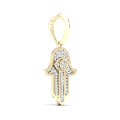 14K Gold Plated 1/3 CT. T.W. Lab-Grown Diamond Hamsa Necklace Charm