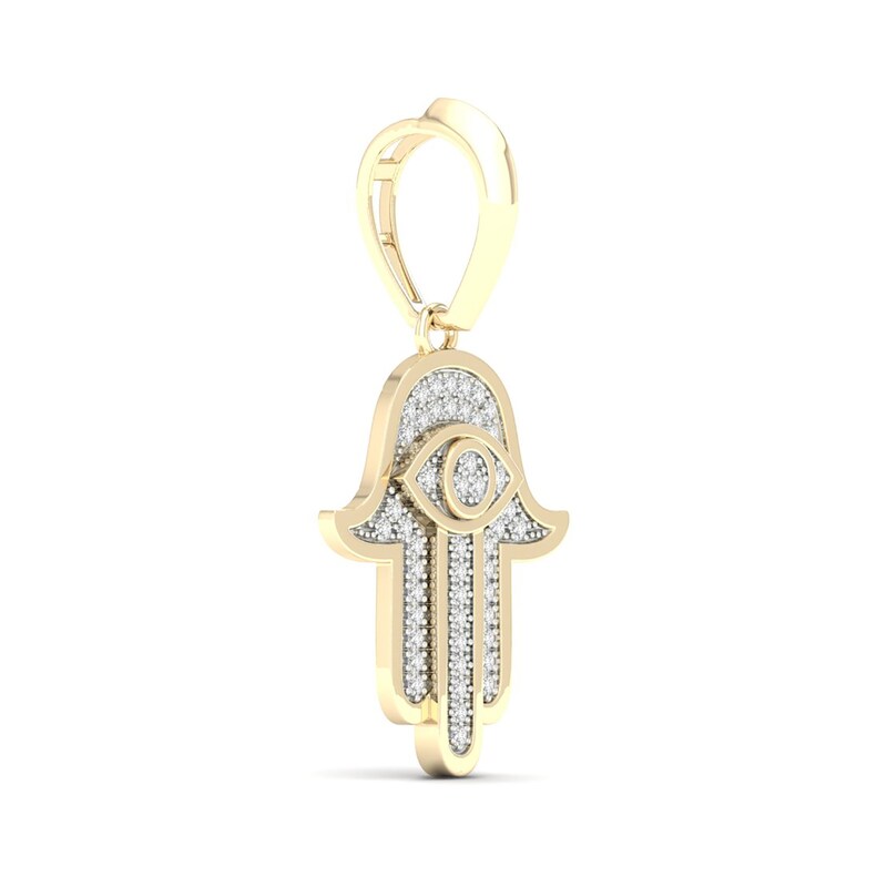 Main Image 3 of 14K Gold Plated 1/3 CT. T.W. Lab-Grown Diamond Hamsa Necklace Charm