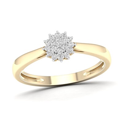 14K Gold Plated 1/6 CT. T.W. Lab-Grown Diamond Flower Cluster Ring