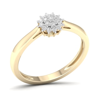 14K Gold Plated 1/6 CT. T.W. Lab-Grown Diamond Flower Cluster Ring