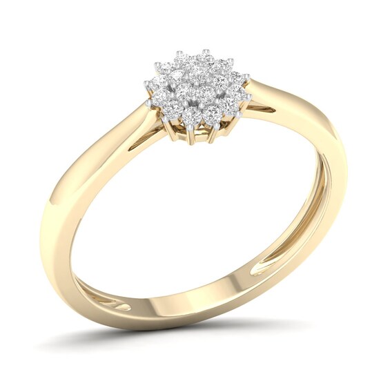 14K Gold Plated 1/6 CT. T.W. Lab-Grown Diamond Flower Cluster Ring