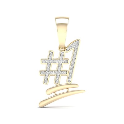 14K Gold Plated 1/5 CT. TW. Lab-Grown Diamond #1 Necklace Charm