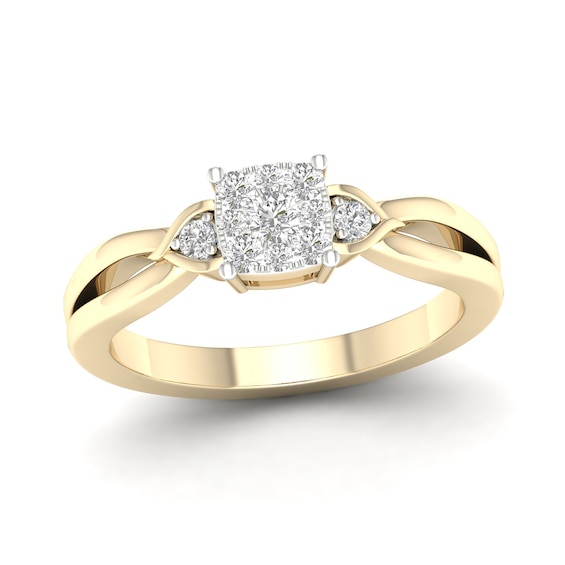 14K Gold Plated 1/ CT. T.W. Lab-Grown Diamond Square Ring