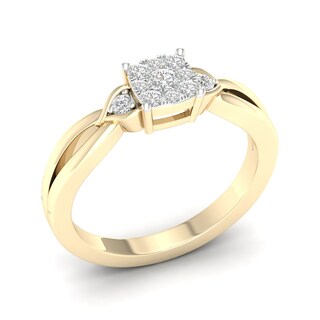 14K Gold Plated 1/ CT. T.W. Lab-Grown Diamond Square Ring