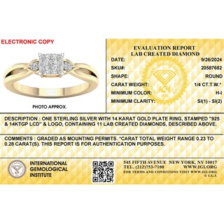 14K Gold Plated 1/ CT. T.W. Lab-Grown Diamond Square Ring