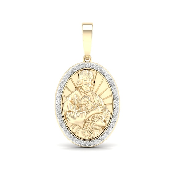âââââââ14K Gold Plated 1/3 CT. T.W. Lab-Grown Diamond Oval Jesus Necklace Charm