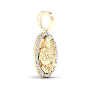 ​​​​​​​14K Gold Plated 1/3 CT. T.W. Lab-Grown Diamond Oval Jesus Necklace Charm