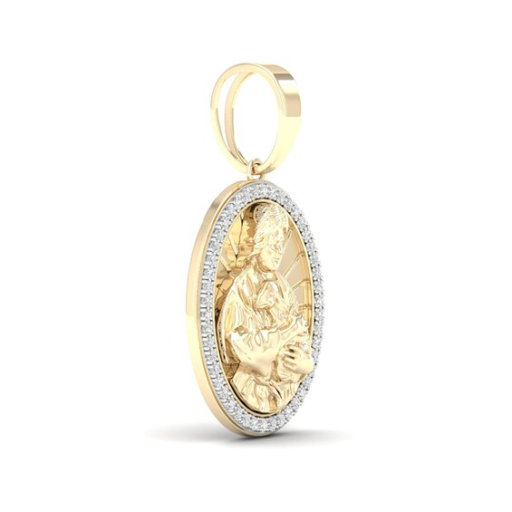 ​​​​​​​14K Gold Plated 1/3 CT. T.W. Lab-Grown Diamond Oval Jesus Necklace Charm