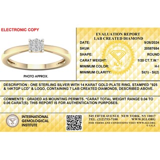 14K Gold Plated 1/20 CT. T.W. Lab-Grown Diamond Round Cluster Ring