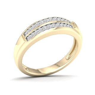 14K Gold Plated 1/4 CT. T.W. Lab-Grown Diamond Double Row Band