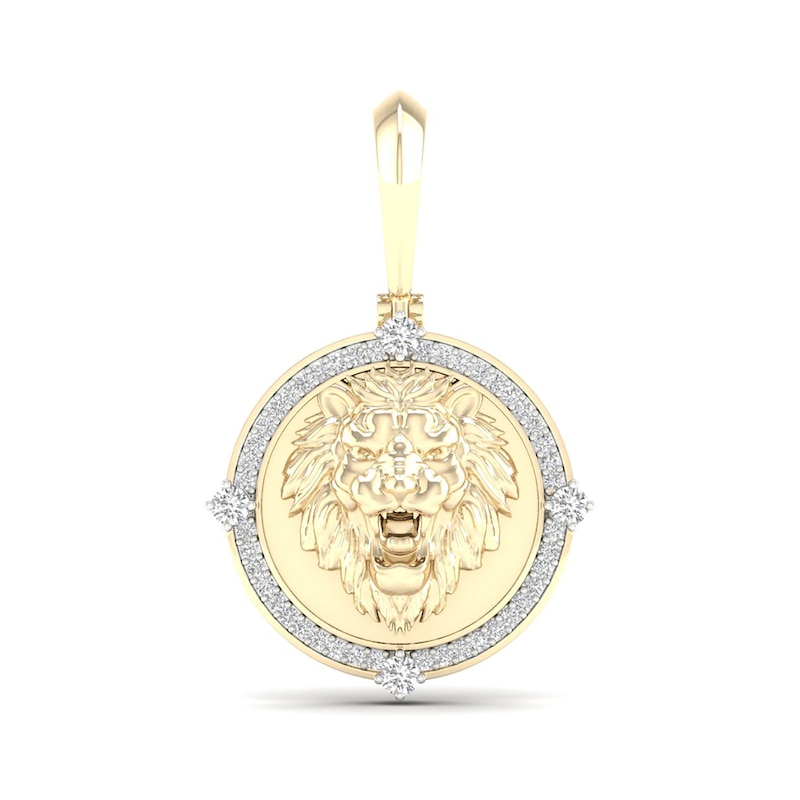 14K Gold Plated 1/2 CT. TW. Lab-Grown Diamond Lion Medallion Necklace Charm