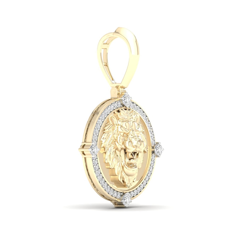 Main Image 3 of 14K Gold Plated 1/2 CT. TW. Lab-Grown Diamond Lion Medallion Necklace Charm