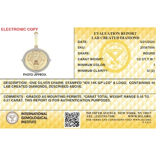 14K Gold Plated 1/2 CT. TW. Lab-Grown Diamond Lion Medallion Necklace Charm
